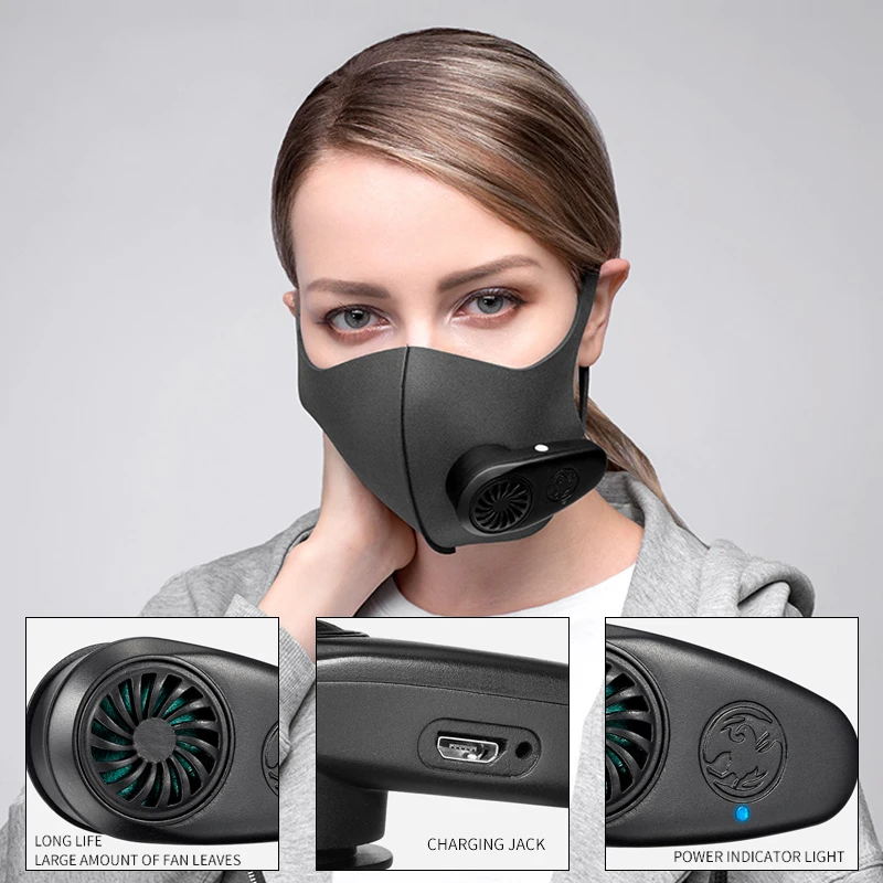 

PM2.5 Air Purifying Mask Economic Protection Anti Dust Mask Smog Black Electric Face Mask