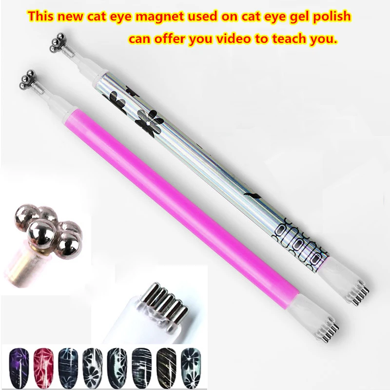 

New Nail Art Magnet Stick Cat Eyes Double Headed Magnet for Nail Gel Polish 3D Line Strip Effect Strong Magnetic Pen Tools
