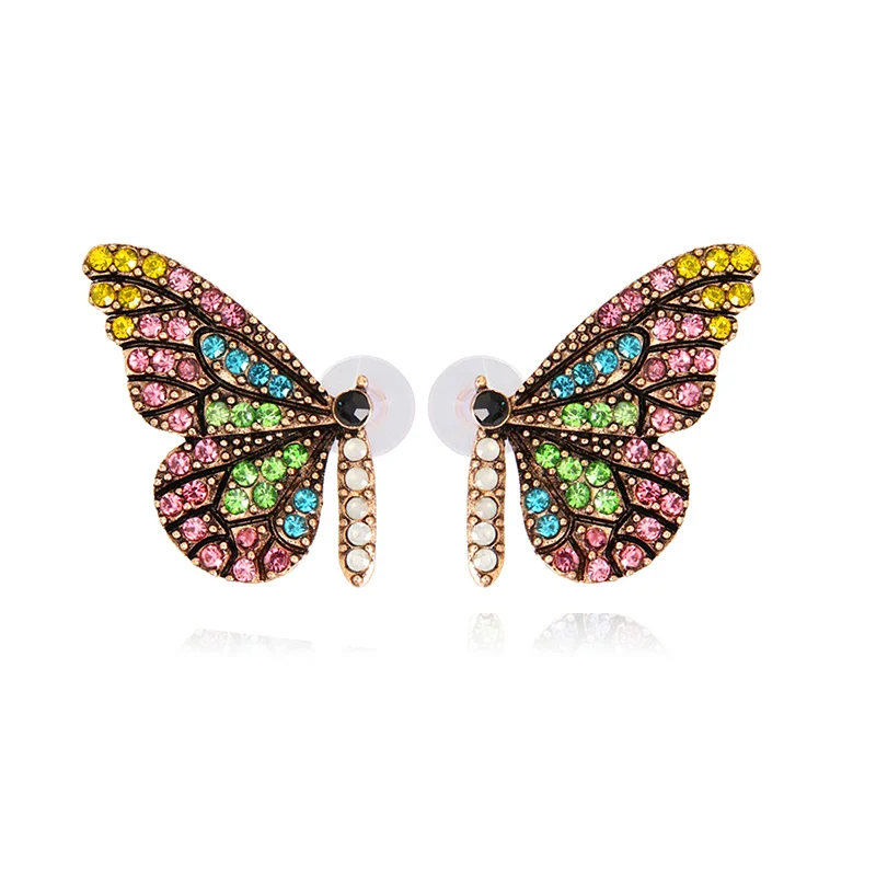 

Original Design New Color Full Rhinestone Butterfly Wing Ear Nail With Simple Temperament Earrings Party Accessory