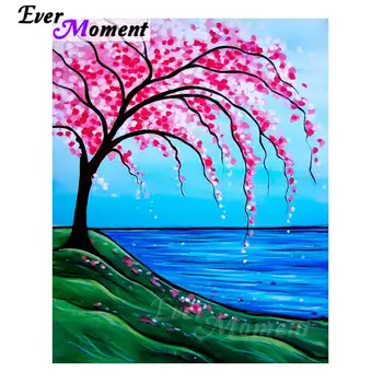 

Ever Moment Diamond Painting Tree Pink Flower Picture Mosaic Full Square Resin Diamond Embroidery Cross Stitch 5D DIY S2F391