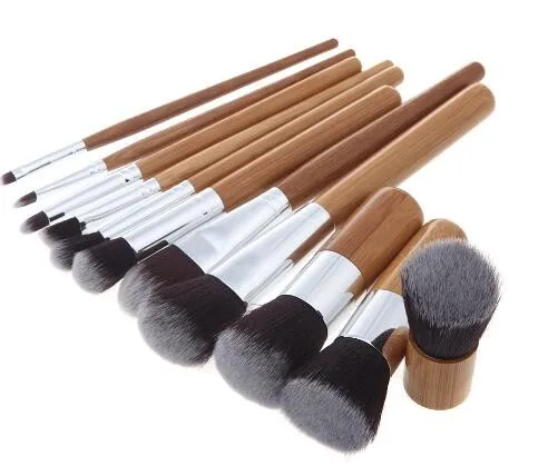 11 шт. профессиональные инструменты для макияжа Pincel Maquiagem бамбуковая ручка макияж Косметические маскирующие тени для век набор кистей