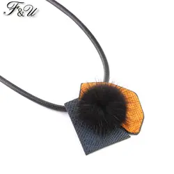 F & и pu Мода Модные Популярные Симпатичные Hairball с искусственная кожа часть черный Цепочки и ожерелья и Подвески