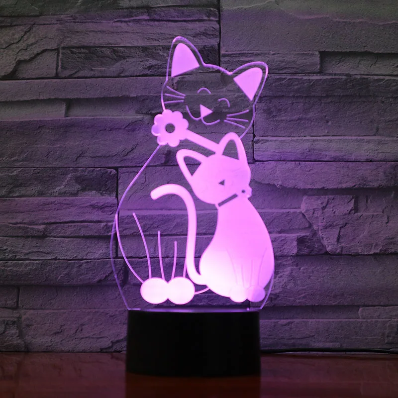 

Cute Animal Cat LED Night Light 3D Illusion 7 Color Changing Decorative Lamp Kids Kit Dropshipping 2019 Desk Lamp Cat Romm Decor