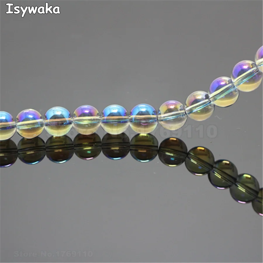 

Isywaka Hot Green Color 60pcs 10mm Round Smooth Glass Beads Loose Spacer Bead for DIY Jewelry Making Austria Crystal Beads