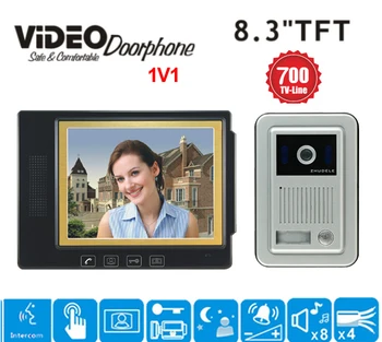 

ZHUDELE 8.3 inch Video Intercom Video Door Phone 1 Camera 1 Monitors for Home / Office Security System Black monitor in stock