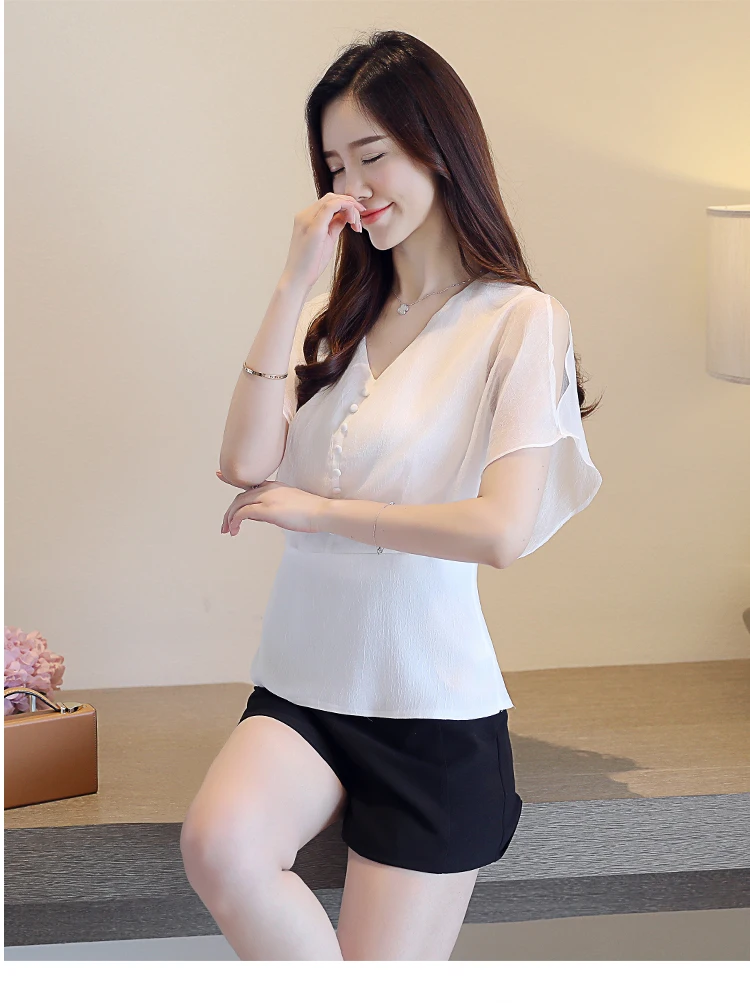 Blusas mujer de moda размера плюс женская блузка женская шифоновая блузка с коротким рукавом женские топы и блузки женские топы 3568 50