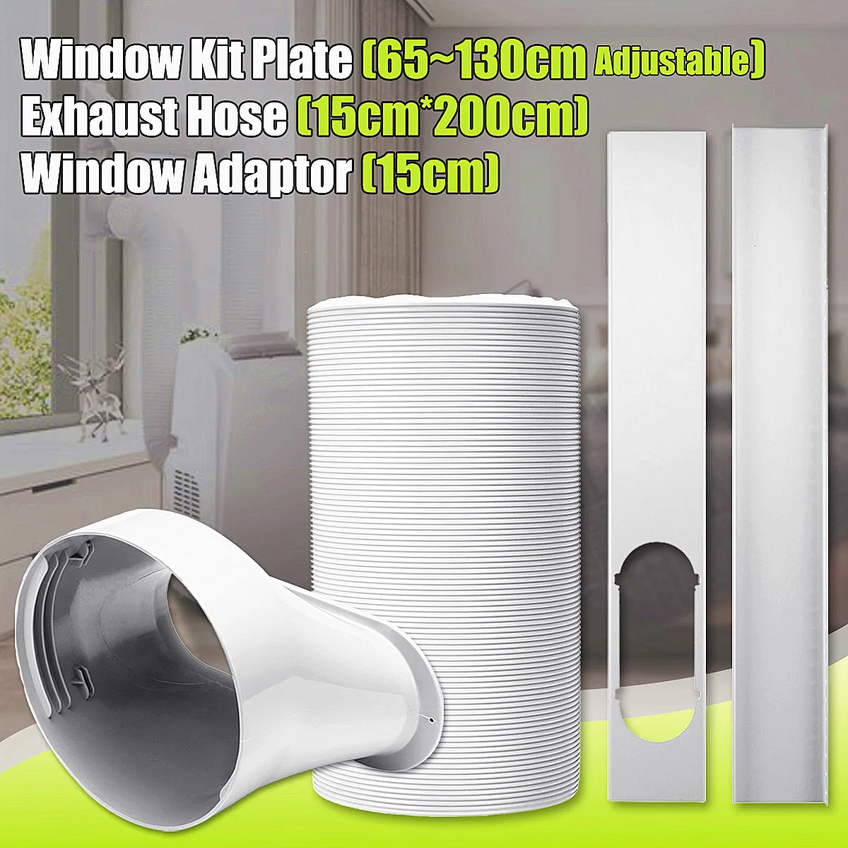 

79" Exhaust Hose 6" Diameter For Air Conditioner+Window Adaptor+Window Kit Plate