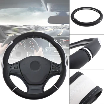 

38CM Leather Car Steering Wheel Cover Soft Anti-Slip Steering Cover steering-wheel cubre funda volante direksiyon seti