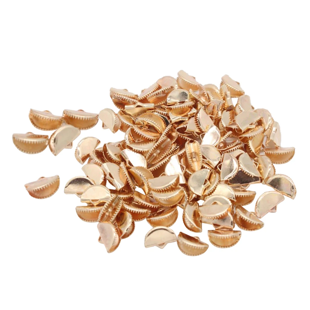 100Pcs Sector Shape Jewelry Clasp Hooks DIY Ribbon Necklace Cord Crimp Ends