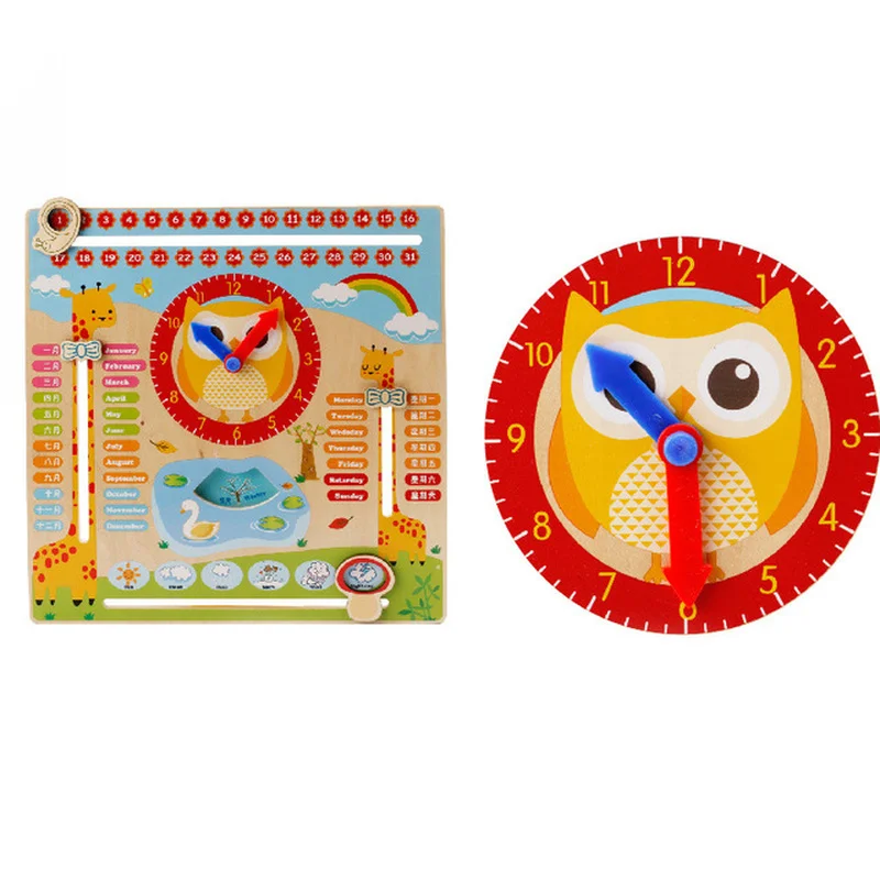 

Wooden Multi-function Digital Clock Alarm Clock Calendar Cognitive Learning Early Childhood Educational Children's Toys Gifts