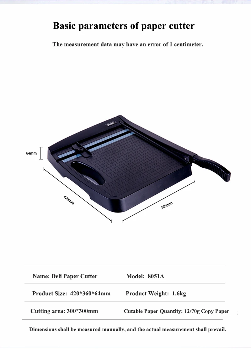 Deli 8051A ручной триммер для бумаги A4 размер 420x360 мм(16," x 14") пластиковая основа триммер для бумаги с резаком для бумаги