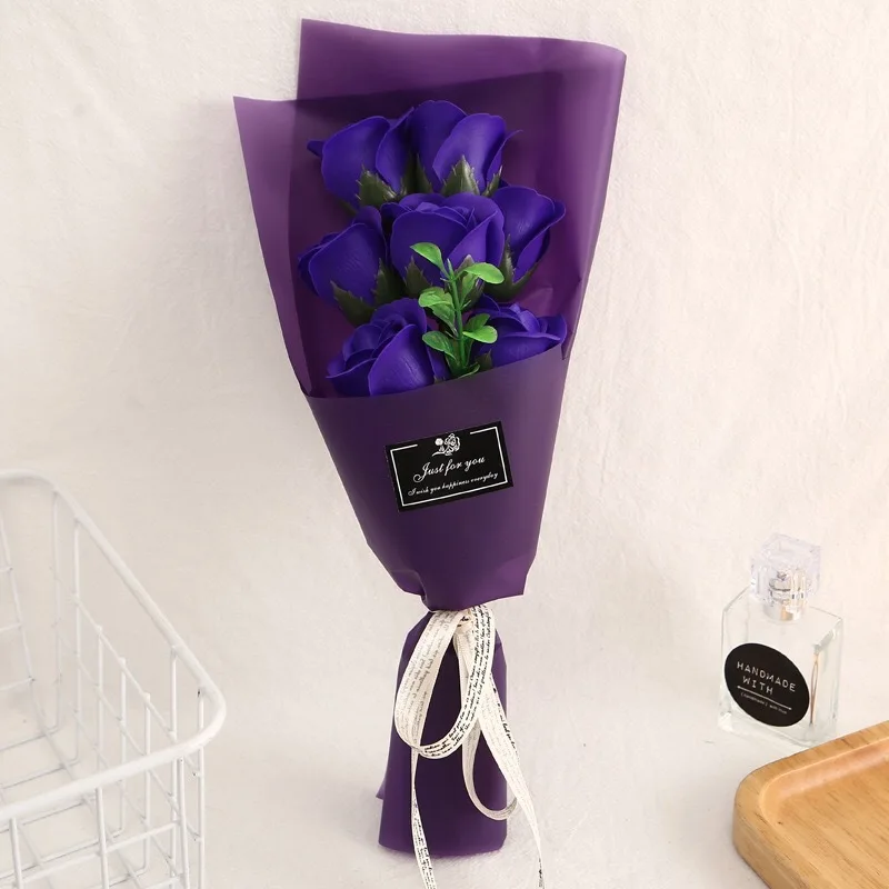 Flone Artificial 7 Heads Rose Soap flower Fake Flowers Mother's Day Valentine's Day Qixi Festival Gift Gift box Home Decoration (39)