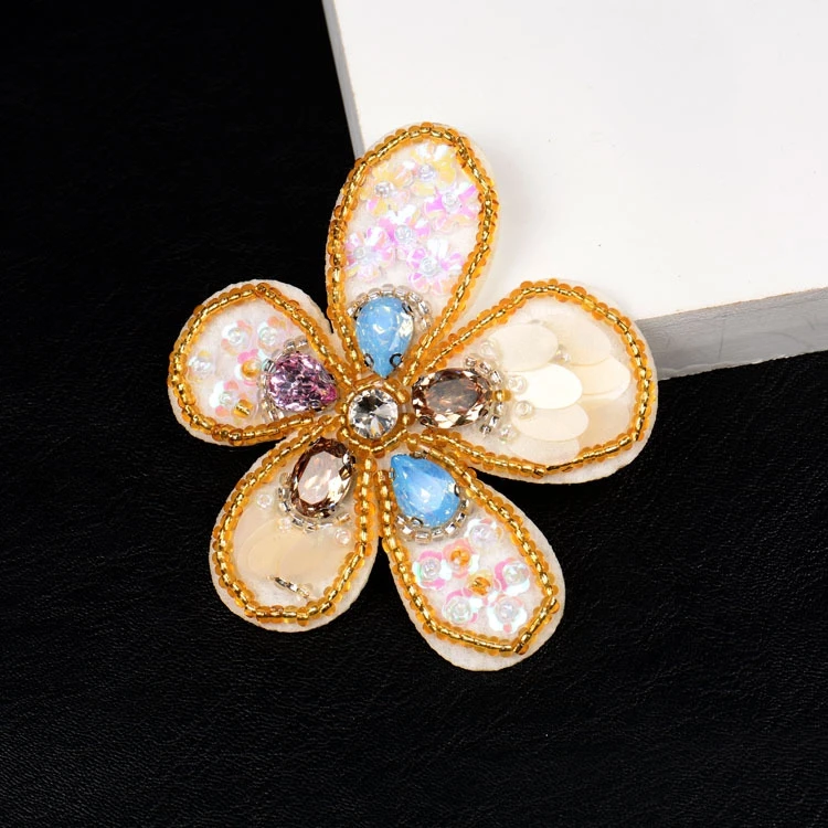 GUGUTREE вышитый бисером цветок нашивки, кристаллы бриллианты насекомые блестками аппликация патч для пальто, футболки, шляпы, сумки, свитера, рюкзак