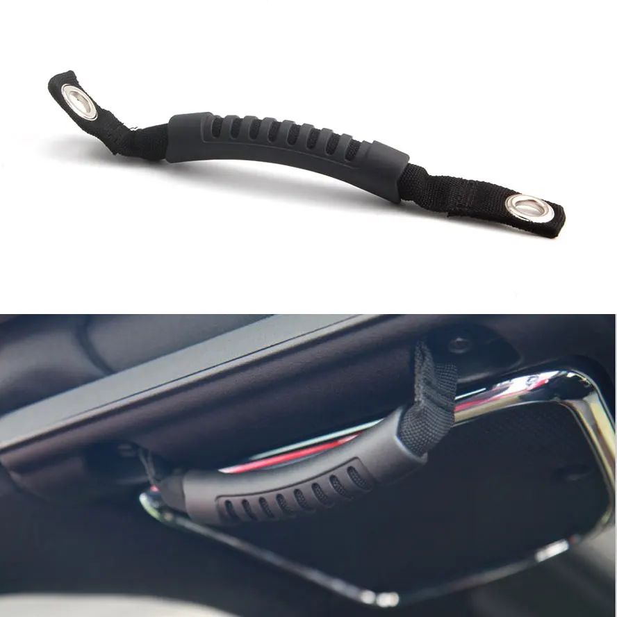 2pcs Black Rear Side Car Roof Roll Bar Side Handle Grab Straps Thin
