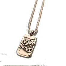 New Fashion Steampunk Gear Pendant Dog Tag Charm Necklaces Titanium Steel Cuban Link Chain Men’s Necklaces Jewelry