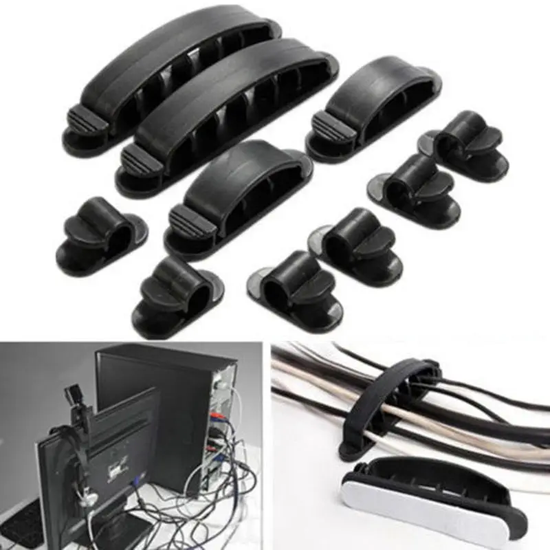 10pcs Cable Cord Wire Line Organizer Plastic Clips Ties Fixer Fastener