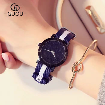 

Fashion GUOU Brand Bling Nylon Strap Japan Movt Sport Casual Quartz Wrist Watch for Men Women Unisex 2 Years Warrenty