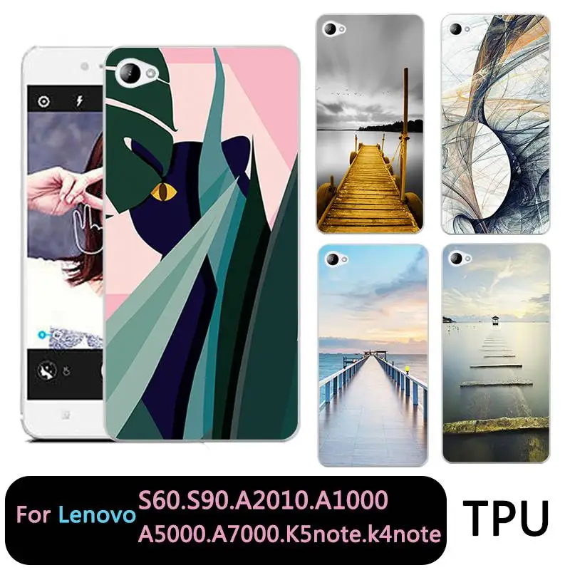 QMSWEI Soft TPU Clear Phone case For Lenovo S60 S90 A2010 a1000 a5000 A7000 k5note k4note k3note Bridge Cat Sky Sea Cover |