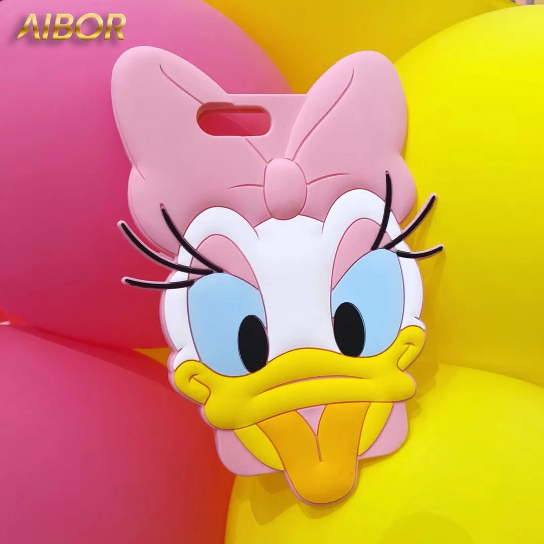 

3D Cartoon Cute Big face Daisy Duck Pattern Shockproof Silicon Back Shell Cover for iPhone X 6 Plus 6 6S Plus 7 Plus 8 Plus Cape