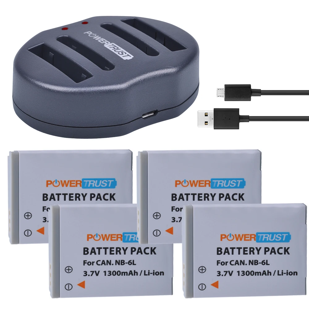 4 шт. 1300 мАч NB 6L NB6L батарея для камеры + двойное зарядное устройство USB Canon IXUS 310 SX275