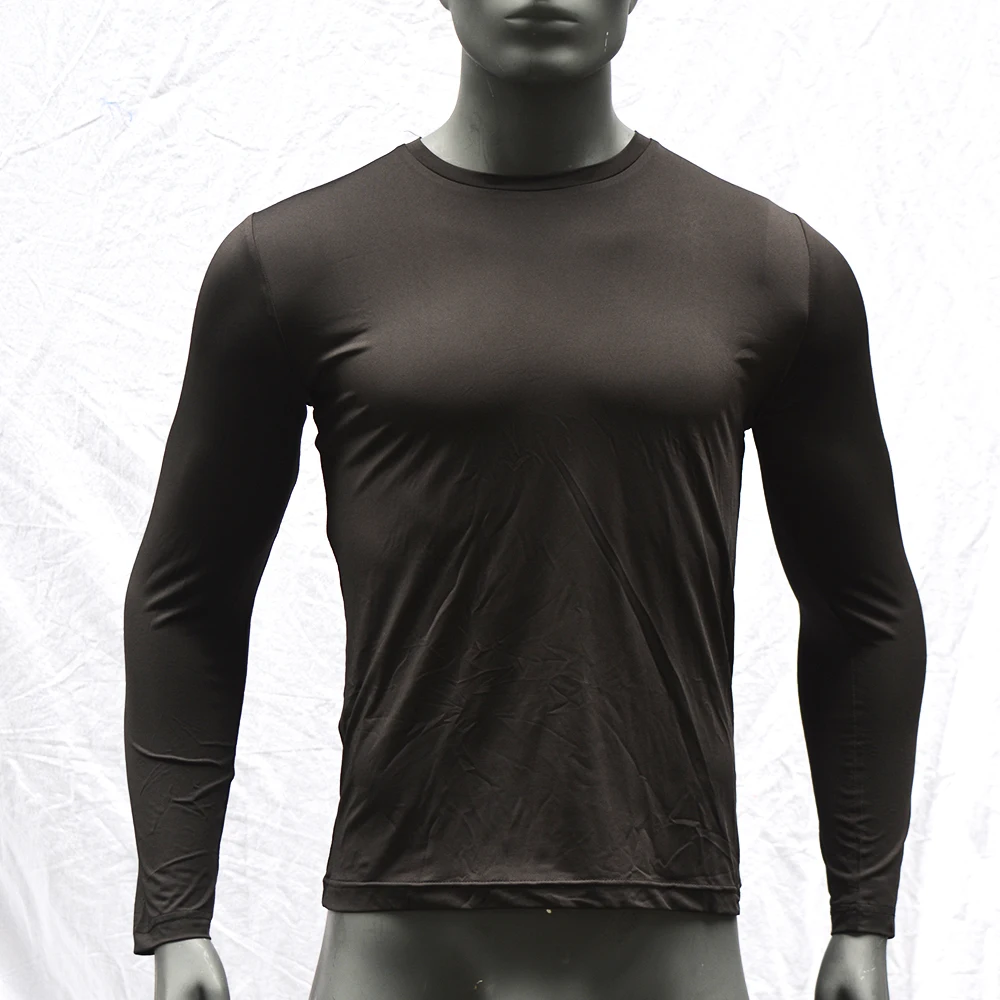 

Long-Sleeved Mens UPF 50 Surf Shirt Rashguard Dry-Fit Surfing Rash Guard Top Breathable Swimming Dive T-Shirt Black Beach Wear