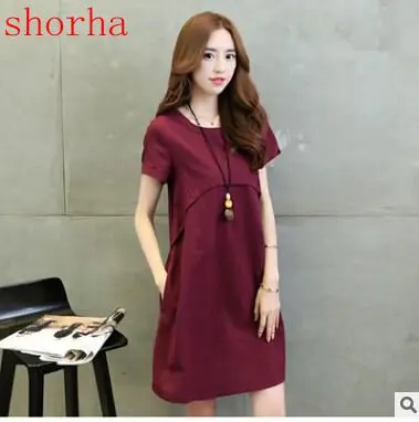 

2018 New Fashion Maternity Dress red and blue Clothes For Pregnant Women Dress Tops short Sleeves Pregnancy dresses