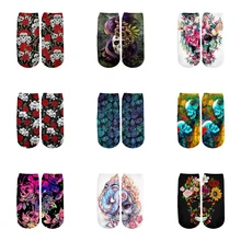 PLstar Cosmos забавные Готический Череп носки летние модные 3D хлопковые носки красочные теплые короткие носки женские носки высокого качества-6
