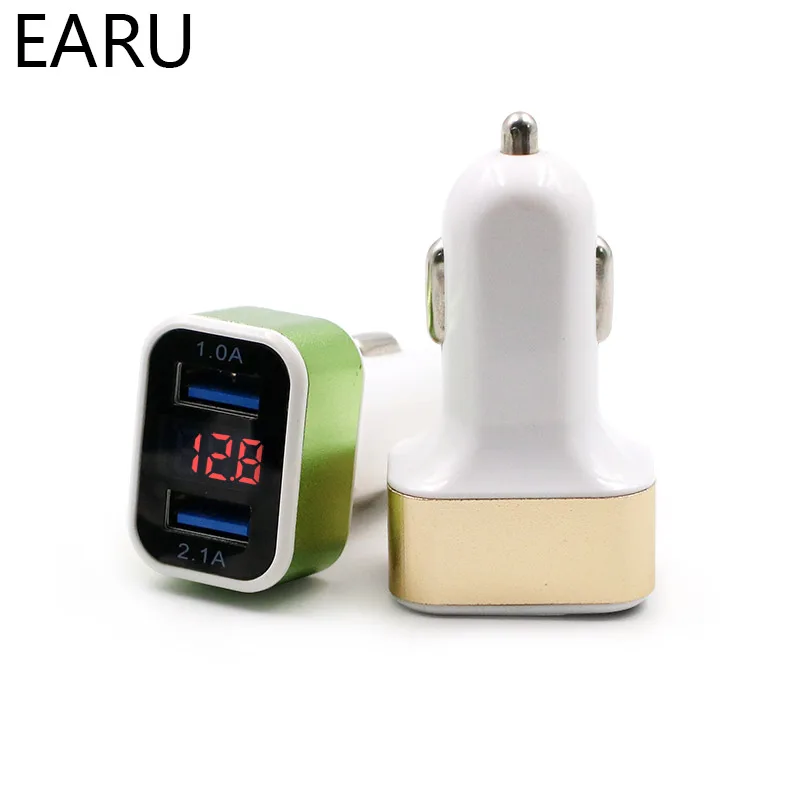 

Digital DC Voltmeter Dual USB Port Car Charger for iPhone iPad Charging Adapter 2.1A Car-charger Double USB Voltage Detector