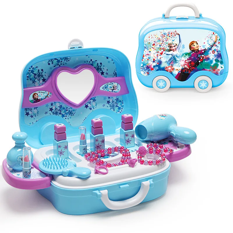 Beauty & Fashion Toys 2019 new Disney Frozen makeup suitcase children's play simulation dressing table toy set birthday gift