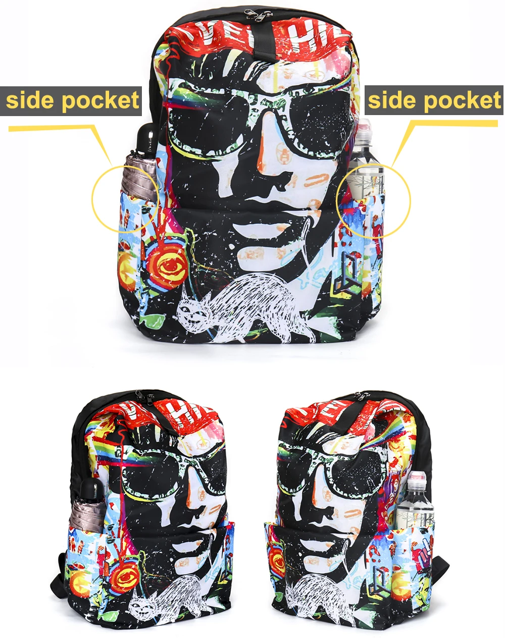 tendência adolescente saco masculino-feminino alta qualidade esportes imprimir multi sacos de bolso