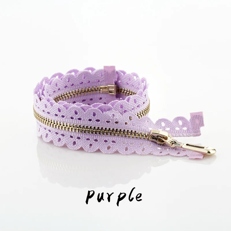 3 кружева из металлизированной ткани с открытым концом молнии цвета плакировкой 50/60 см набор «сделай сам» для одежды - Цвет: Purple