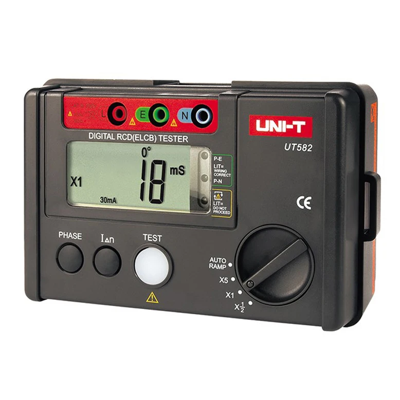 UNI T UT582 Digital RCD (ELCB) Tester AUTO RAMP Leakage Circuit Breaker