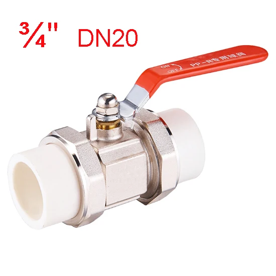 X23003 хорошее качество DN20 до DN 32 из латуни водопровод полипропиленовый шаровой клапан - Цвет: Светло-серый