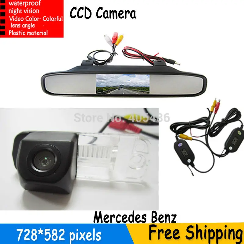 4,3 'зеркало монитор парковки+ Автомобильная камера заднего вида HD CCD для Benz c-класс W203 e-класс W211 cls-класс 300 W219 R350 R500 ML350