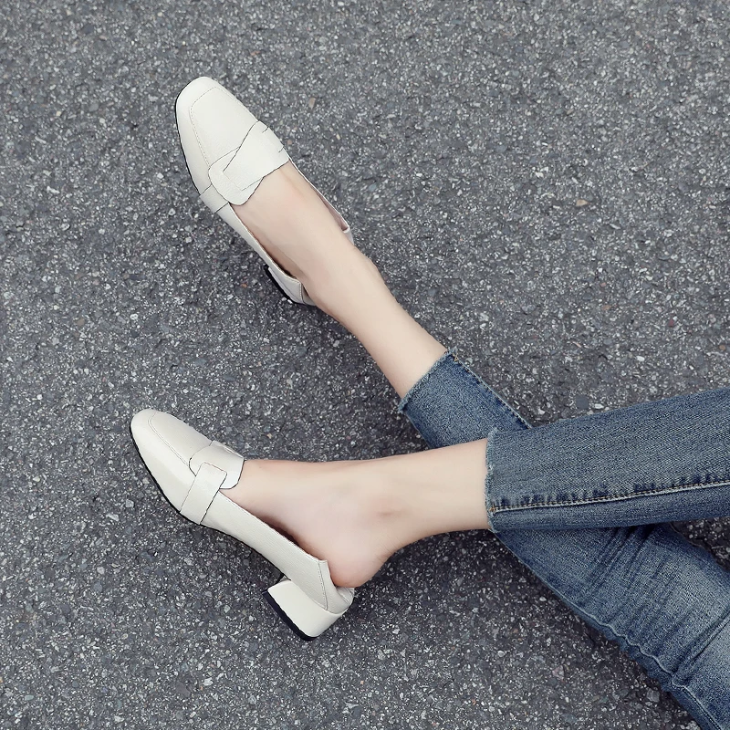 

2018 Spring And Autumn New Style With Two Wearing Single Shoes Female Korean Version Of The Wild Square Small Shoes