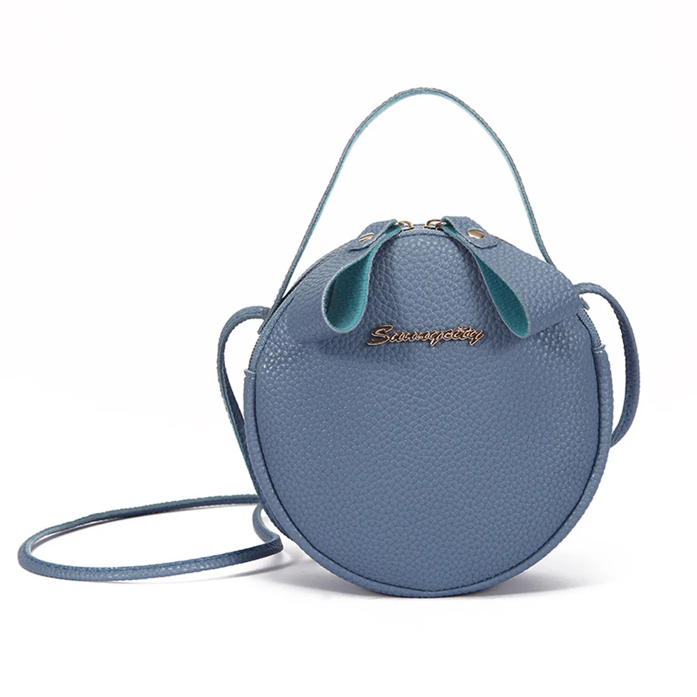 

Korean Version of Litchi Pattern Small Round Bag Simple Design Messenger Women Bags for Female Mini Handbag PU Leather Lady