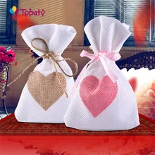 Sacs cadeaux en toile de Jute 9.5x14.5 Cm, 12 pièces/lot, sacs à cordon, emballage pour cadeaux et cadeaux de mariage, fournitures de fête