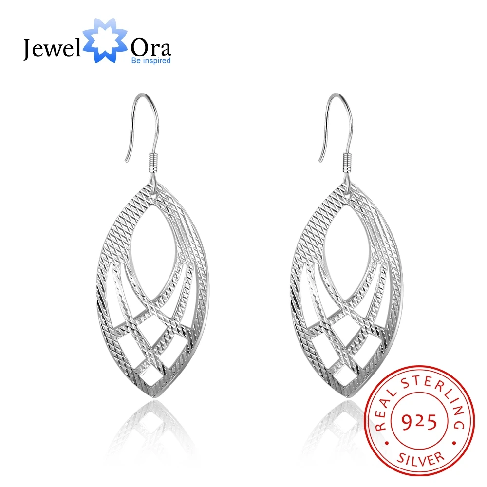

Elliptical Shape Hollow 925 Sterling Silver Drop Earrings For Women Party Accessorise Fashion Jewelry Gift (JewelOra EA103145)