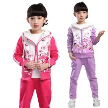 V-tree/весенне-осенний комплект одежды для девочек-подростков, Спортивная одежда на молнии для девочек, детский спортивный костюм От 4 до 12 лет