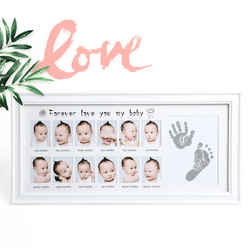 

Baby Hand and Foot Print Hands and Feet Mold Maker Wooden Photo Frame Fingerprint Mud Set Baby Growth Memorial Gift 0-12 Months