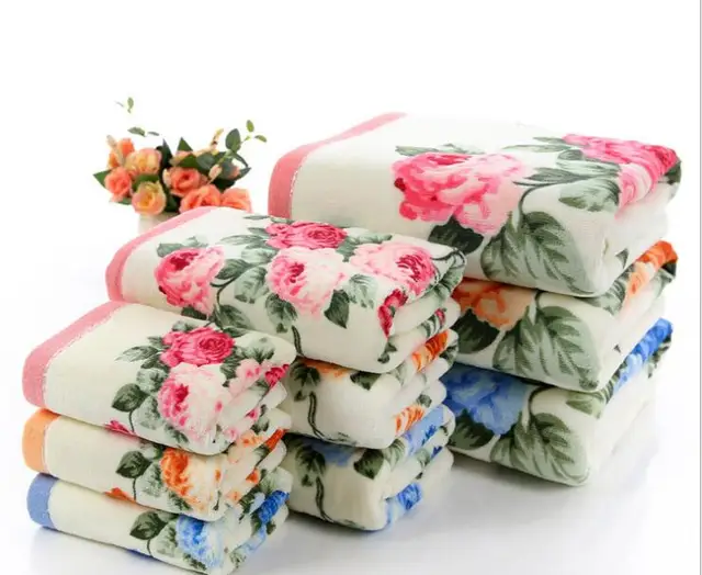 75*140cm Floral Pattern Cotton Bath Towels for Adults,Beach Terry Bath