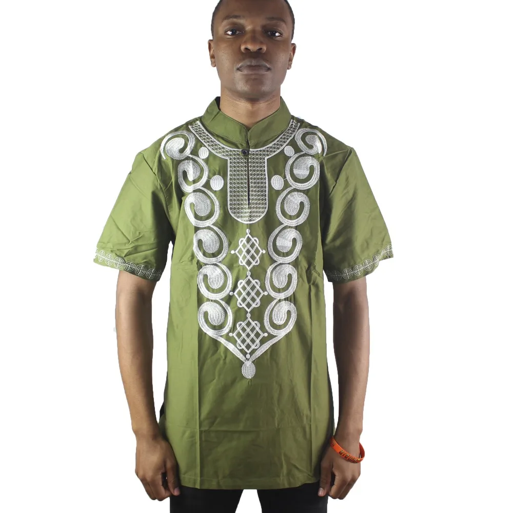 

Africa Men`s Cotton Embroidery Folk Tops Mandarin Collar Batik Shirts for Men Wearing