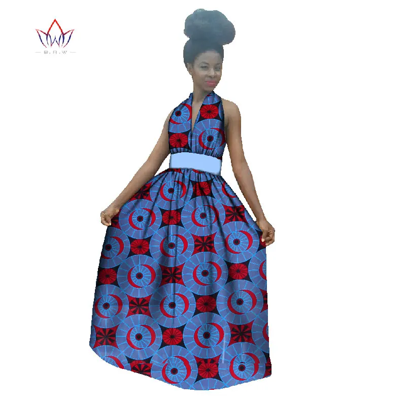 Новые летние 2019 африканские платья для женщин Vestidos Холтер африканская одежда