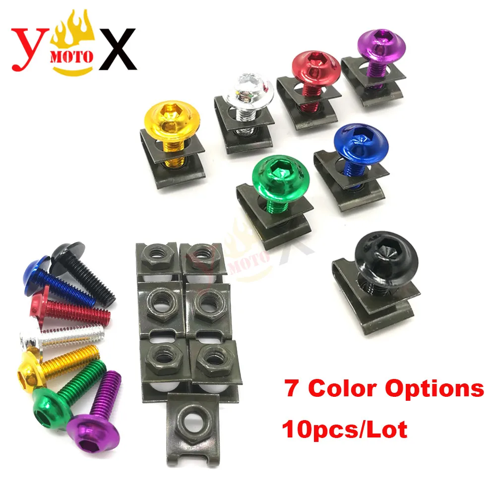 

10pcs Motorcycle 6mm M6 Fairing BodyWork Bolt Spire Speed Fasteners Clips Screws For Honda Kawasaki Suzuki Yamaha KTM