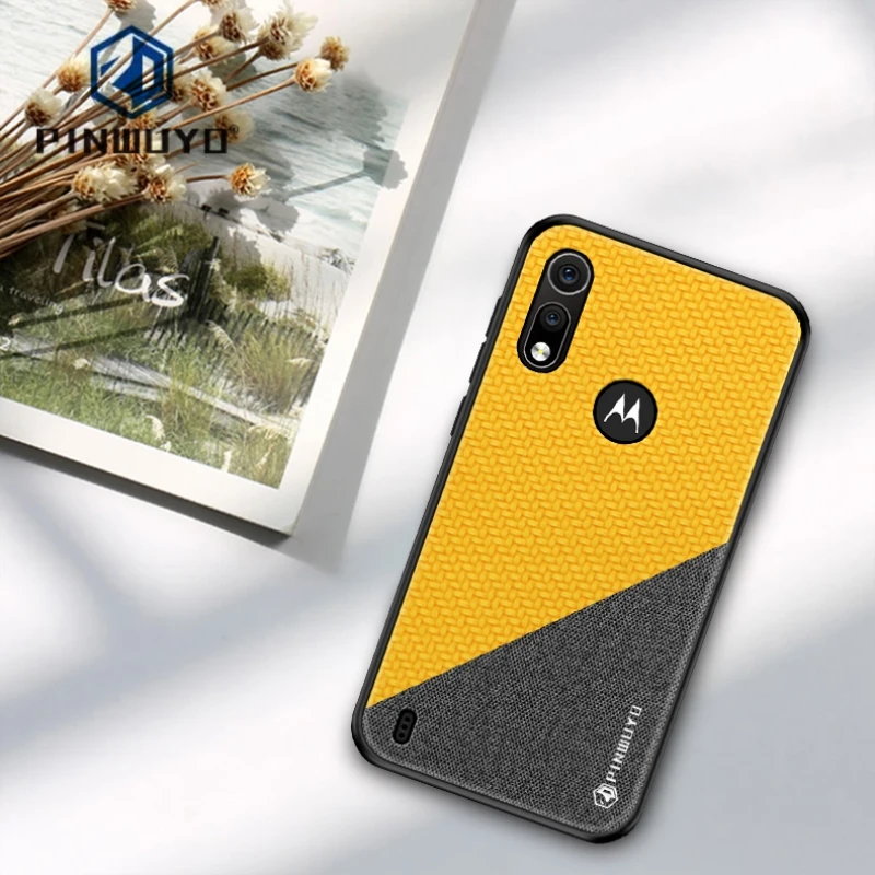 

For Motorola One Vision Case For Moto P50 /P40 Play Power PC Cloth + Silicone Shockproof Back Cover Protective Phone Case Funda