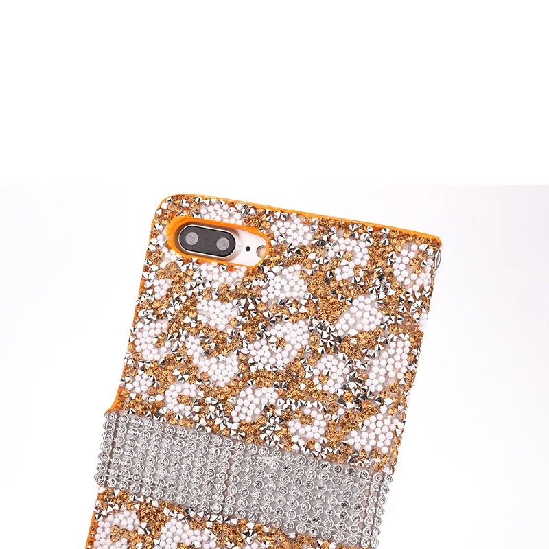 Leopard diamond rhinestone leather case iphone 6 6s 7 8 plus (27)