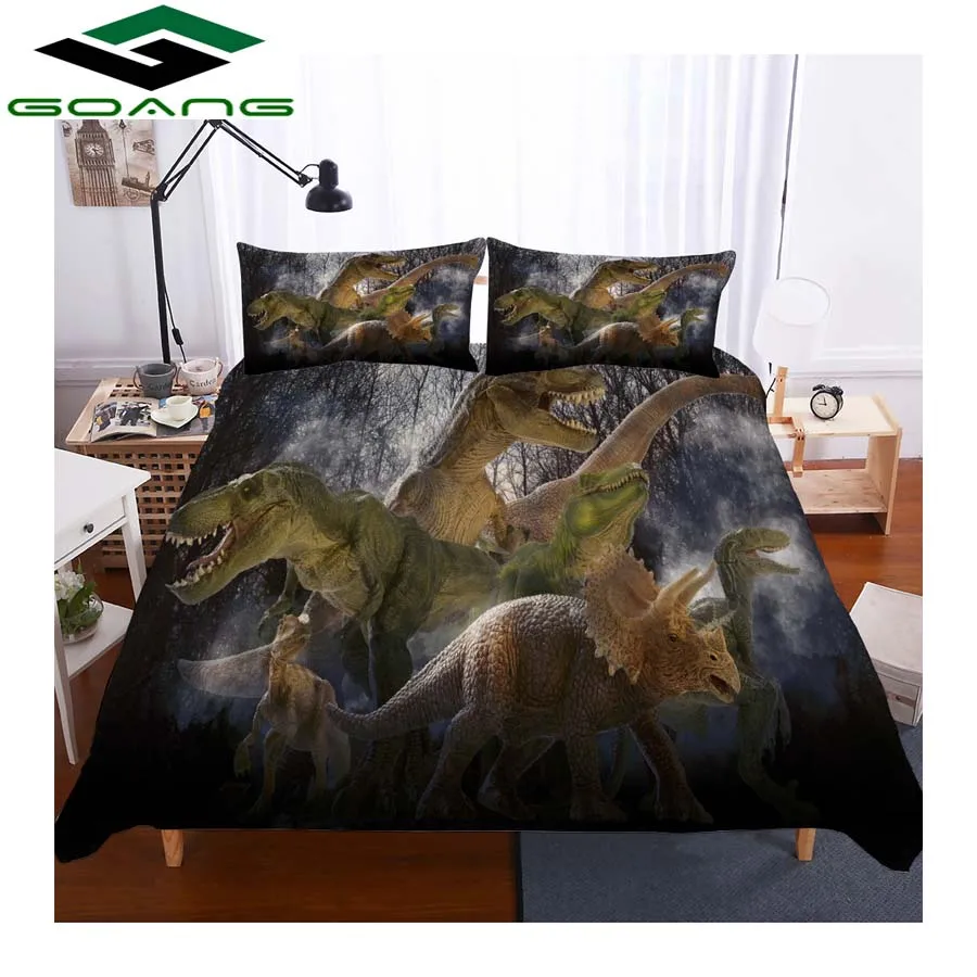 GOANG full size bedding sets luxury home textiles 3d Digital printing mini dinosaur 3pcs boys bedding set microfiber - Цвет: Фиолетовый