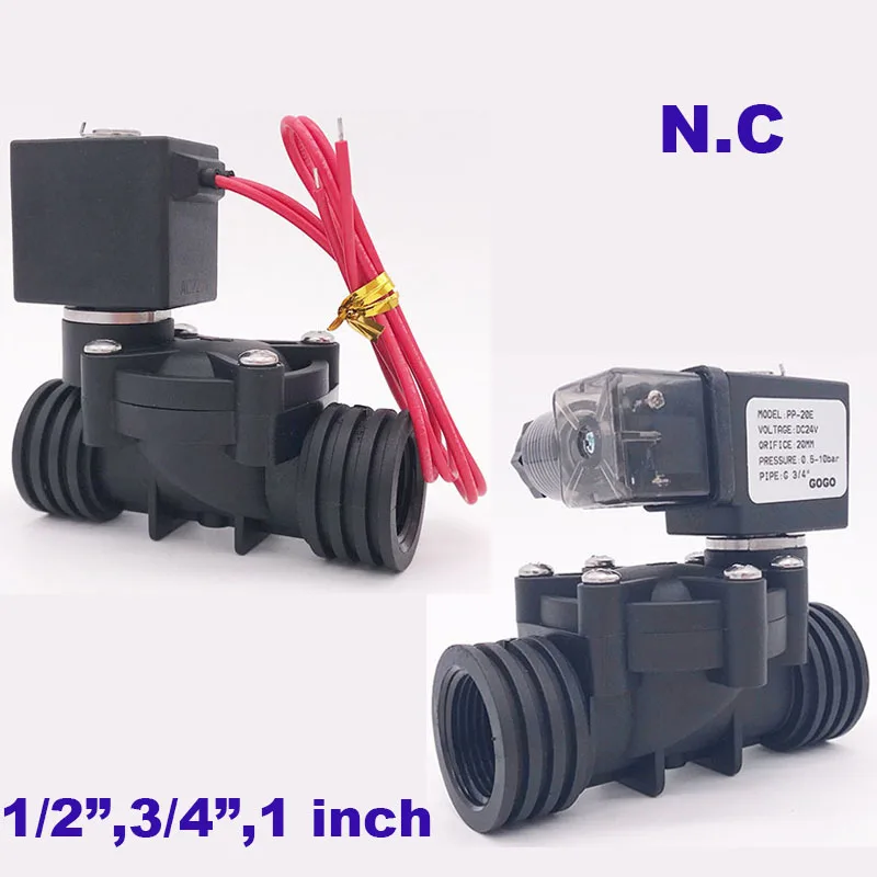 

2 way Plastic solenoid valve NBR/EPDM/FKM 1/2" 3/4 1 inch Orifice 15/20/25mm normal close PP-15/20/25 water valve 10bar 220V