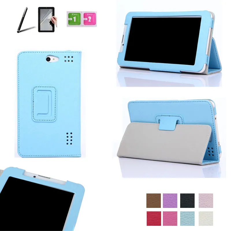 

for Irbis TZ44 7 Inch Tablet PU Leather Cover Case 8 Colors + Stylus Pen + Screen Protector Free Shipping