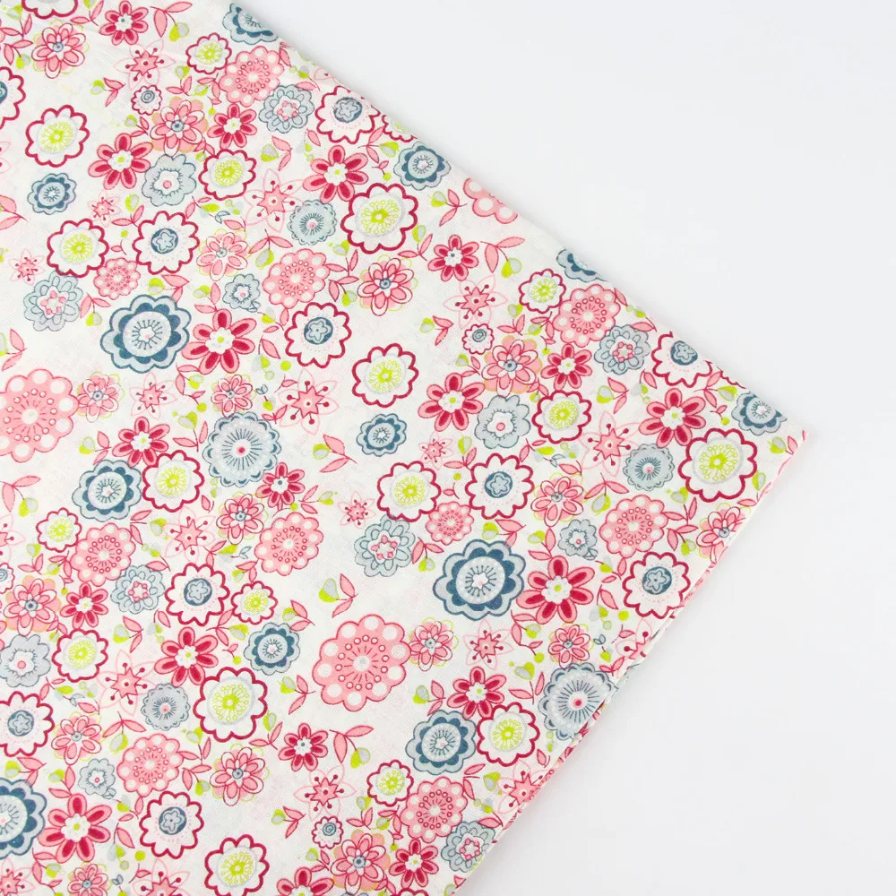 

0.5 meter width 156cm pink vintage flower Print Plain100% Cotton Fabric for Home Textile Patchwork Quilted Fabrics